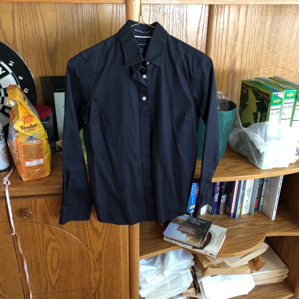 Women’s  Black Dress Shirt lands end 2p